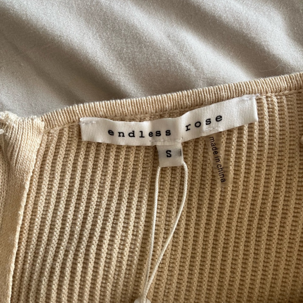 Endless Rose Beige Ribbed Knit Top - Picture 3 of 4